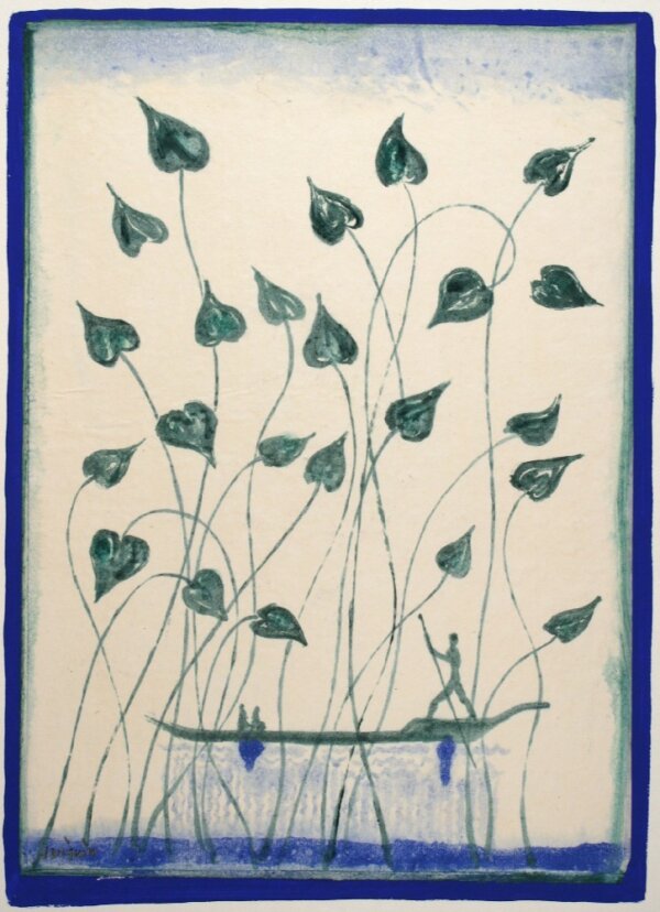 Boot en planten 35 x 25 cm